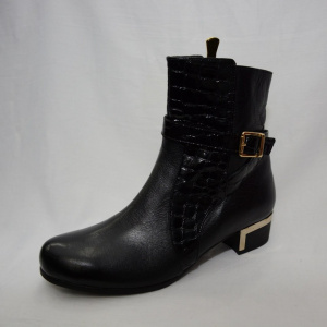 Cizma moderna, neagra cu inserti aurii pe toc BO-2256-LK - Img 8