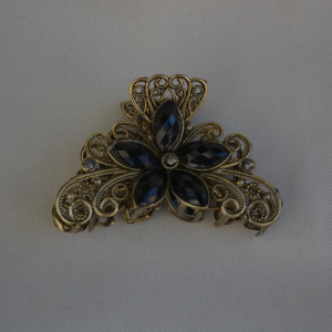 Cleste chic din metal usor, auriu, cu pietre lucioase, colorate - Img 4