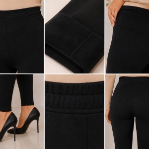 Colanți damă negri cu blăniță scurtă la interior – talie înaltă, material elastic - Img 3