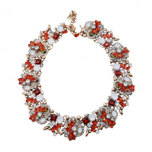 Colier trendy cu design elegant din strasuri si cristale colorate - Img 1