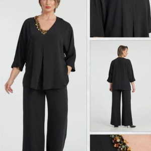 Compleu elegant sacou si pantalon Valeria negru - Img 2