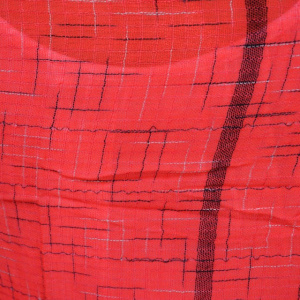 Esarfa fina din vascoza, de culoare rosie, design de dungi subtiri - Img 4