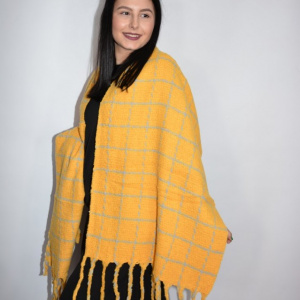 Fular dama Dalma ,model cu patratele,galben - Img 3