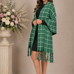 Fular dama Dalma ,model cu patratele,verde