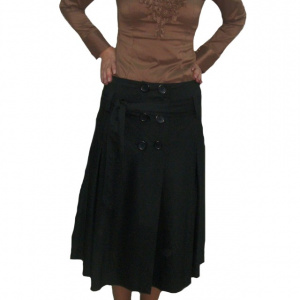 Fusta casual, in pliuri, evazata, disponibila in culoare neagra - Img 1