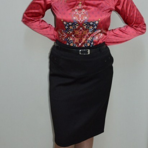 Fusta dreapta din stofa, de culoare neagra, cu design simplist - Img 8