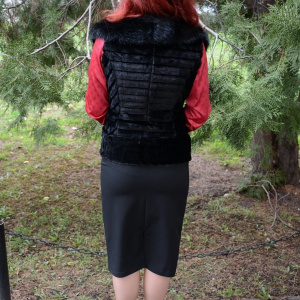 Fusta neagra de lungime medie, model clasic cu design simplist - Img 6