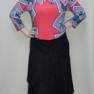 Fusta neagra, eleganta, cu design deosebit de volane asimetrice - Img 2