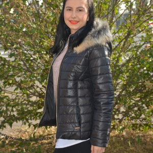 Jacheta casual, neagra, calduroasa, cu gluga detasabila - Img 6