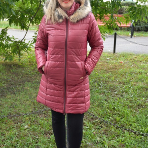 Jacheta tinereasca din fas fin,masura mare,de culoare marsala, model lung - Img 3