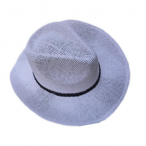 Palarie trilby din material subtire cu aerisire buna, alb, bej, crem - Img 1
