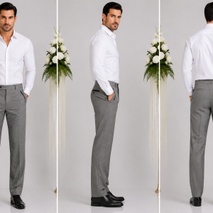 Pantalon barbati casual, de culoare gri cu dungi subtiri verticale - Img 5