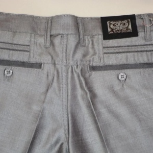 Pantalon barbati model casual, din material lucios de nuanta gri - Img 4