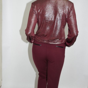 Pantalon casual cu buzunare,nuanta marsala - Img 5