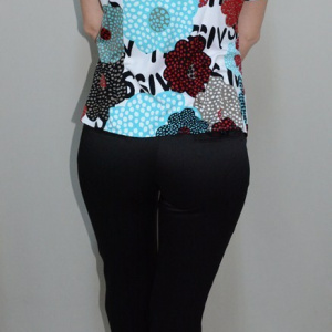 Pantalon casual, culoare neagra, din stofa cu design de dungi - Img 4