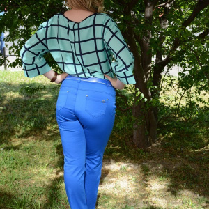 Pantalon casual, de culoare albastra, model lung pentru vara - Img 5