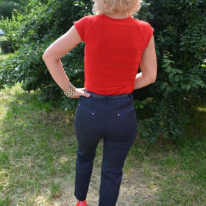 Pantalon casual de primavara-vara cu croi conic, bleumarin - Img 4