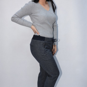 Pantalon casual Ianna cu snur ,gri - Img 4
