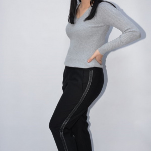 Pantalon casual Jeniffer cu model pe picior ,negru - Img 4
