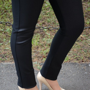 Pantalon casual, nuanta neagra, confectionat din material elastic - Img 4