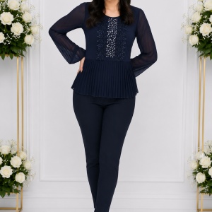 Pantalon casual tip colant Imma,mulat ,bleumarin