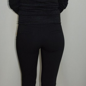Pantalon cu buzunare apretate, nuanta de negru, fermoar chic - Img 4