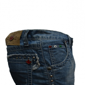Pantalon de blug de culoare albastra, cu model cu aspect uzat - Img 7