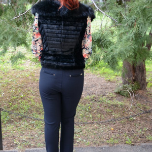 Pantalon drept culoare bleumarin, masura mare, din material elastic - Img 6