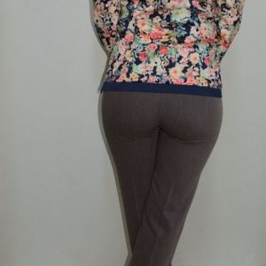 Pantalon elegant cu cusaturi, model clasic, de culoare maro - Img 4