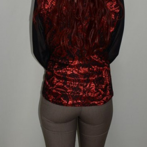 Pantalon elegant, nuanta de maro, design geometric - Img 5