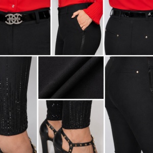 Pantalon elegant Yava cu insertii de strasuri,negru - Img 3
