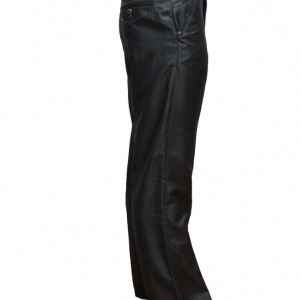 Pantalon la dunga, de culoare gri, din material cu aspect lucios - Img 7