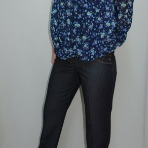 Pantalon lung casual, de culoare gri, din material usor elastic - Img 2