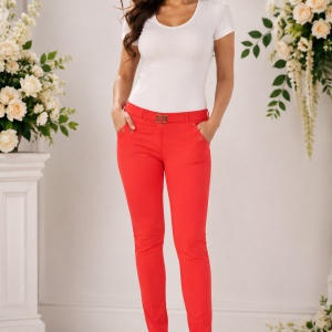 Pantalon lung, corai, din material de calitate cu croi tip creion
