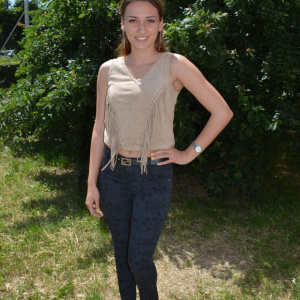 Pantalon lung de primavara-vara, bleumarin cu flori negre - Img 2