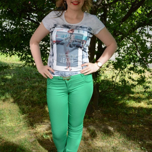 Pantalon lung de vara, model trendy in culoare verde deschis - Img 2