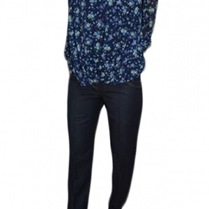 Pantalon masura mare, de culoare bleumarin, cu aspect de blug - Img 1