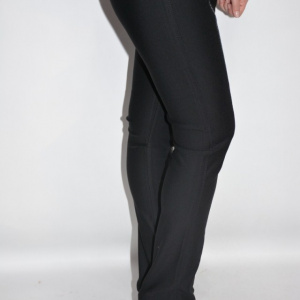 Pantalon modern cu insertii de piele impletita pe picior,nuanta neagra - Img 4
