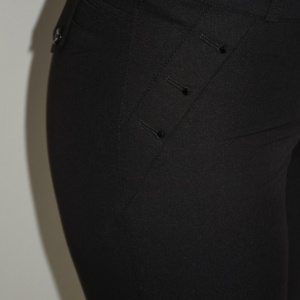 Pantalon modern negru, design discret in jurul buzunarelor - Img 3