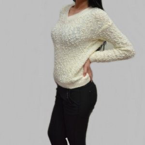 Pantalon negru cu croi tip pana si usor imblanit, ideal de iarna - Img 3