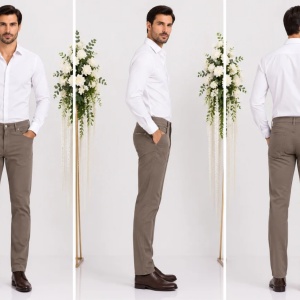 Pantalon simplu de barbati, de culoare maro, cu buzunare clasice - Img 2