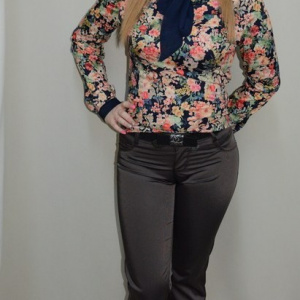 Pantalon trendy,design modern, insertii de cusaturi, nuanta gri - Img 7