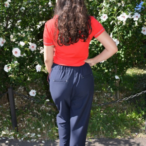 Pantaloni casual lungi cu strasuri la buzunare,nuanta de bleumarin - Img 6