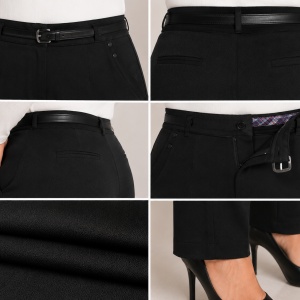 Pantaloni Damă Negri Eleganți cu Curea și Detalii Decorative - Img 4