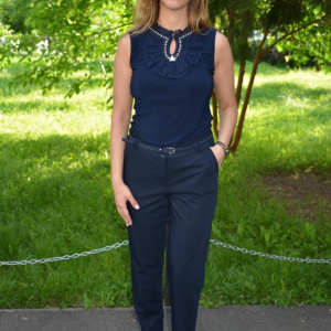 Pantaloni office Medeline cu croi drept,nuanat de bleumarin - Img 2