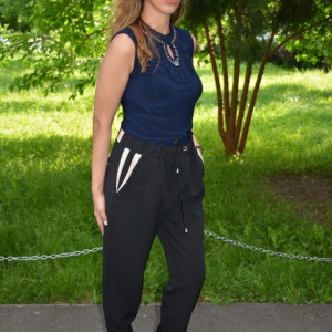 Pantaloni Shine cu strasuri,nuanat de negru - Img 4