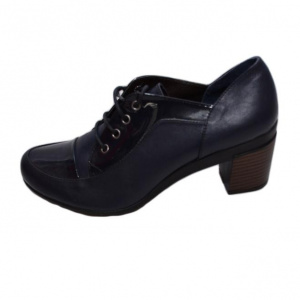 Pantof casual, din piele, de culoare bleumarin cu siret reglabil - Img 1