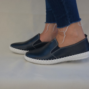 Pantof confortabil cu talpa usoara, piele culoare bleumarin - Img 3