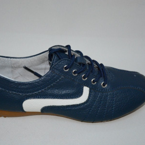 Pantof confortabil de culoare bleumarin cu dunga decorativa - Img 3