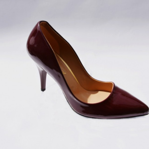 Pantof de culoare marsala, cu toc cui de 9 cm si aspect lucios - Img 3